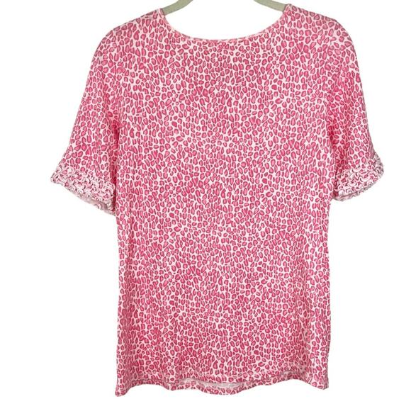 Lilly Pulitzer Pink Leopard Top L Ruffle Sleeves - Picture 6 of 6